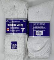 6 pair Diabetic Socks Mens size 10-13 White Crew shoe size 7-11.5