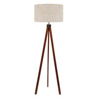 LEPOWER Wood Tripod Floor Lamp, Mid Century Standing Lamp, Modern Design Studying Light for Living Room, Bedroom, Study Room and Office, Flaxen Lamp Shade with E26 Lamp Base