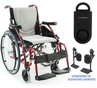 S-Ergo 125 Ergonomic Wheelchair | Seat Size 18" X 17" | Flip-Back Armrest | Upgraded to Elevating Legrests | Frame Color Red & Free 130 dB Black Safety Alarm!