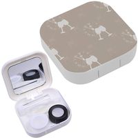 Portable Contact Lens Case Box Travel Kit Mirror + Bottle + Tweezers Container Holder [ New Year Clock Glasses ]