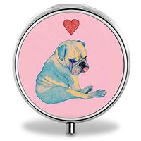 Dog Pill Case, Round Stainless Drug Organizer Container Medicine Cover for Pocket Daily&Weekly