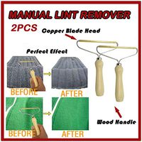 Wood Manual Lint Remover Epilator - Fabric Clothes Shaver - Sweater Comb with Copper Blade Head - Household Shaving Tool - Portable Cleaner Autumn Winter - Remove Fuzz Pill Bobble Pets' Hair (2PCS)