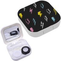 Portable Contact Lens Case Box Travel Kit Mirror + Bottle + Tweezers Container Holder [ Thunder ]