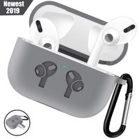 WAAILU Protective Cover Compatible with AirPods Pro Case, Case with Keychain for AirPods 3 Charging Case - 2019 Release Visible Front LED Shock-Absorbing Soft Slim Silicone Case Skin - Light Grey