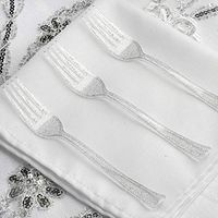 Efavormart 100 pcs Silver Glittered Disposable Plastic Fork for Wedding Party Banquet Events Candy Buffets Dinnerware