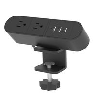 Desktop Edge Power Outlets with USB Ports,Desk Clamp Power Strip,Aluminum Alloy Fireproof Power Strip,Removable Desktop Mount Multi-Outlets for Home Office Reading