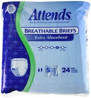 Attends Breathable Fitted Briefs w/ Flex Tabs, Size Small, Extra Absorbency, Case/96 (4 bags/24)