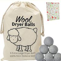 Organic Wool Dryer Balls - 100% Pure New Zealand Wool - Handmade Felted - Natural Fabric Softener - Best Eco-Friendly Reusable Alternative to Dryer Sheets - Great for Cloth Diapers - 6 Pack XL (Grey)