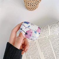 IKASEFU Compatible with AirPods Pro Case Cover Colorful Oil painting flowers for Girl Women Men Shockproof Protector Cute Smooth Case Purple flowers