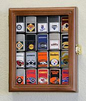 20 Zippo Lighter Display Case Cabinet Holder Wall Rack Box - Lockable, Walnut