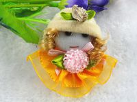 15pcs Cute Pattern Dress Girl Small Doll Craft/appliques Diy Handicraft (Yellow)