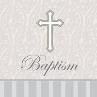 16-Count Baptism Beverage Napkins, Silver Devotion Cross