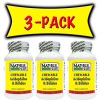 NAT-rul Chewable Acidophilus/Bifudus 100 Tabs - 3 Pack