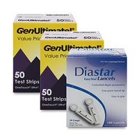 GenUltimate Blood Glucose Test Strips Count for Use with One Touch Ultra, Ultra 2 and Ultra Mini Meter,50 Count Strips with 100 Lancets by Diasta (100 Test TTrips 100 Lancents)