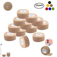 Self Adherent Wrap Tape Medical Cohesive Bandages Flexible Stretch Athletic Strong Elastic First Aid Tape for Sports Sprain Swelling and Soreness on Wrist and Ankle 12 Pack 1Inch X 5Yards(Beige)