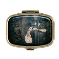 GDEE Owl Custom Fashion Stainless Steel Bronze Pill Box Western Tablets Tablet Holder Management Case Pocket or Wallet