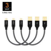 Micro USB Cable, ouliyo [3 Pack] Short 0.5ft Durable Nylon Braided Android Micro USB to USB 2.0 A Fast Charger Power Cord Compatible with Samsung, Chromecast, LG, Kindle, Xbox, Nexus,PS4 & More(Black)