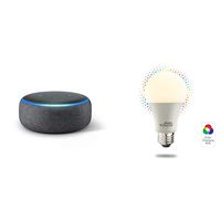 Echo Dot (3rd Generation) - Charcoal with 1 Bulbrite Solana Color Changing SMART LED Wifi Light Bulb