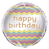 18" Foil Helium Rainbow Chevron Birthday Balloon