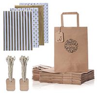 JCKBAGS Value Pack Thank You Gift Bag 50 (10.5 x 8 x 4.5) Qty, 80 Gold Themed Gift wrap Paper, Thank You Gift Bags with Handle, High-Quality Paper Bags