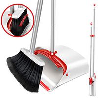 Broom and Dustpan Set Cleaning Supplies Upright Lobby Pan Broom Combo with 52" Long Handle for Home Kitchen Room Office Outdoor Indoor