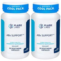 Klaire Labs ABX Support Probiotic - 10 Billion CFU Supplement for Support During Antibiotic Therapy, Hypoallergenic & Non-Dairy (60 Capsules, 2 Pack)