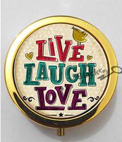 BlackKey Live Laugh Love Quote 3-Compartment Decorative Pocket Gift Box Case Organizer for Pill, Color 2 -104