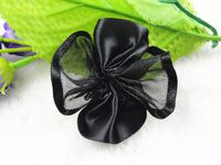 35pcs Organza Polyester with Cabbage Rose Flower Appliques Sewing Pick Color (Black)