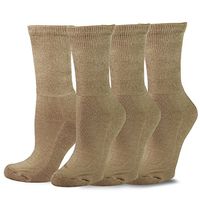 TeeHee Viscose from Bamboo Diabetic Crew Socks 3-Pack (9-11, Khaki)