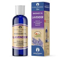 Lavender Massage Oil By GuruNanda - Made with Pure and Natural Lavender Essential Oil - For Spa Therapy - Sensual Massage - (Lavender Massage Oil)