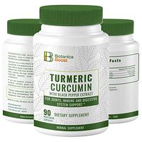 Turmeric Curcumin 650mg Dietary Supplement Capsules with Black Pepper Extract, 100% Natural Anti-Inflammatory for Joint Support and Cardiovascular Health (90 Count)