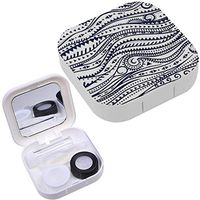 Portable Contact Lens Case Box Travel Kit Mirror + Bottle + Tweezers Container Holder [ Beautiful Tribal Wave ]