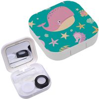 Portable Contact Lens Case Box Travel Kit Mirror + Bottle + Tweezers Container Holder [ Kids Cartoon Undersea ]