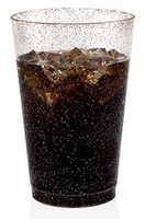 50 Rose Gold Glitter Clear Hard Plastic Cups | 16 oz. Fancy Disposable Wedding Tumblers for Party & Wedding (50-Pack)