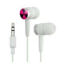Radioactive on Pink Novelty in-Ear Earbud Headphones - White