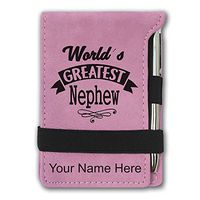Mini Notepad, World's Greatest Nephew, Personalized Engraving Included (Pink)