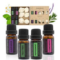 GREENSLEEVES Top 4 Essential Oil Set, 100% Pure Aromatherapy Essential Oil Gift Set with Lavender, Chamomile, Peppermint, Tea Tree for Aroma Diffuser Humidifier 10ml