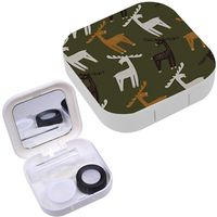 Portable Contact Lens Case Box Travel Kit Mirror + Bottle + Tweezers Container Holder [ Deer ]