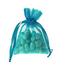 Sheer Organza Favor Pouch Bags, 12-Pack (4" x 5", Turquoise)
