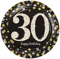 Amscan 541544 Sparkling Celebration 30 Round Prismatic Plates Party Supplies, 7", Multicolor