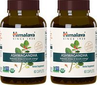 Himalaya Organic Ashwagandha Equivalent to 4630mg of Ashwagandha Root Powder Ashwagandha Anti Anxiety Supplement for Stress Relief Adrenal Support and Energy Boost 60 Caplets 4 Month Supply 2 Pack