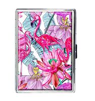 Flamingos and Flowers Design Stainless Steel ID Cigarettes Case Holder Stylish Credit Card Wallet