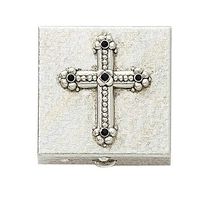 Symbols of Faith Silver-Tone Cross Pill Box/Keepsake Box