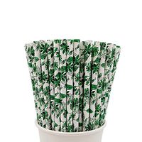 Easy Road 100 Pack Biodegradable Paper Straws, Leaf Printed Paper Drinking Straws for Juices, Shakes, Smoothies, Party Supplies, Birthday, Baby Shower Decorations, Food Safe BPA Free, 7.8 Inches Long