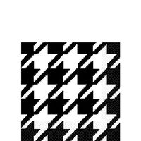 amscan Decorative Houndstooth Party Beverage Paper Napkins (16 Pack), 5 x 5, Black/White