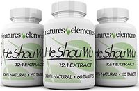 Natures Elements He Shou Wu for Gray Hair - 3 Pack - Supports Immune System Health - 500mg Prepared Fo Ti Extract