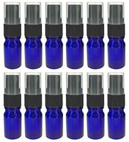 12 5 ML Cobalt Blue Essential Oil Bottles with Black Fine Mist Spray Cap