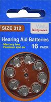 Walgreens Hearing Aid Batteries, Zero Mercury, #312 16 ea