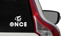 Twice Once Lollipop TW Logo Car Die Cut Vinyl Decal Bumper Sticker for Car Truck Auto Windshield Wall Window Ipad Tablet Macbook Laptop Computer Home Custom and More (White)