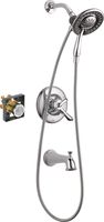Delta Faucet Linden 17 Series Dual-Function Tub and Shower Trim Kit with 2-Spray In2ition 2-in-1 Hand Held Shower Head with Hose, Chrome T17494-I (Valve Included)